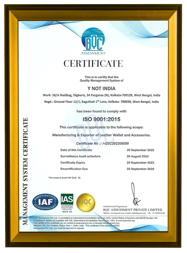 ISO certificate